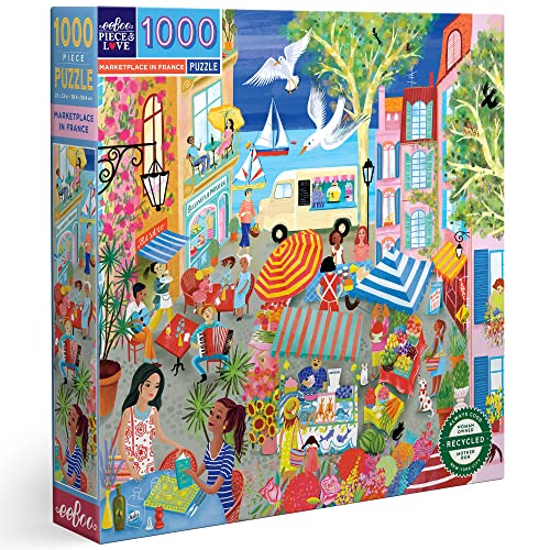 eeBoo, 1000 Teile – Marktplatz in Frankreich recyceltem Karton – hochwertiges Puzzle für Erwachsene – PZTMFR von eeBoo