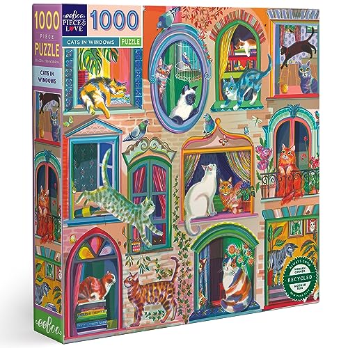 eeBoo Piece & Love: Katzen im Fenster – 1000 Teile Puzzle – Erwachsenen-Puzzle, quadratisch, 23 x 23 cm, inkl. Bildreferenzeinsatz, glänzende Teile eeBoo Piece & Love: Katzen im Fenster – 1000 Teile Puzzle – Erwachsenen-Puzzle, quadratisch, 23 x 23 cm, inkl. Bildreferenzeinsatz, glänzende Teile von eeBoo