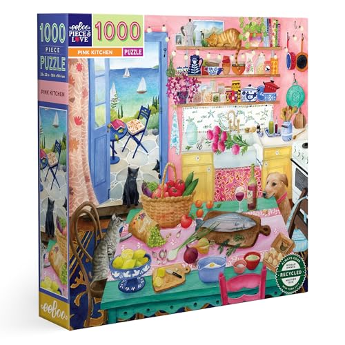 eeBoo Pink Kitchen Erwachsene, recyceltem Karton – Puzzle 1000 Teile La Cuisine Rosa – PZTPNK von eeBoo