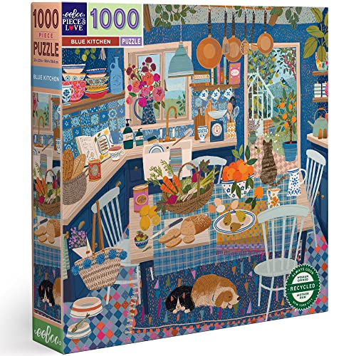 eeBoo PZTBUK Piece&Love Kitchen-1000 pc Puzzle Blue Kitchen Spiel, Blau von eeBoo