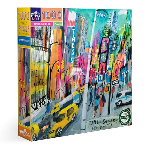 eeBoo Puzzle für Erwachsene, 1000 Teile, Illustration von Times Square aus recyceltem Karton, PZTTMS von eeBoo