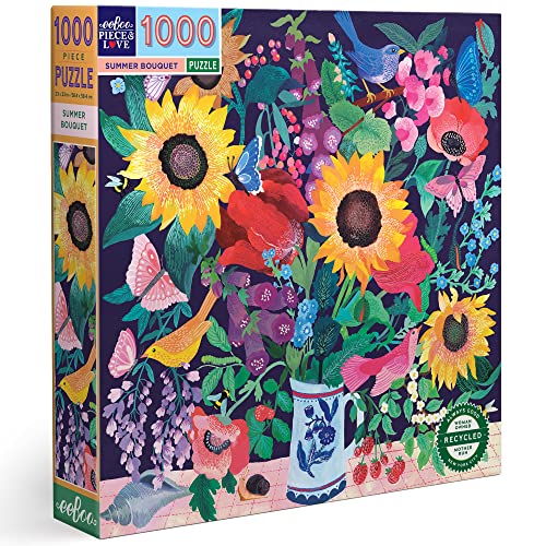 eeBoo Summer Bouquet recyceltem Karton-Puzzle Erwachsene 1000 Bunte Teile-PZTSMB von eeBoo