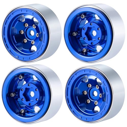 4PCS Aluminium Beadlock Felgennaben for 1/18 RC Crawler Auto for TRX4M for Bro-nco for Def-Ender Ersatzteil(Blauw) von eejinwen