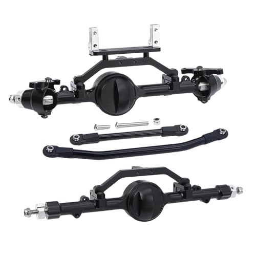D90 CNC Aluminium Legierung Vorne Hinterachse Komplette Set for 1/10 RC Crawler RC4WD for Gela-nde II TF2 D110 for Yota II Gerade Achsen(Front Rear Black) von eejinwen