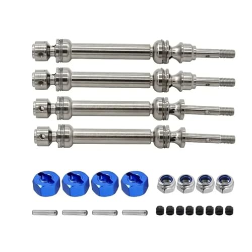 Edelstahl Vorderachse Welle und Hinten Antriebswelle for 1/10 Trxs for SLA-sh 2WD 4X4 Rustler RC Auto Upgrade Teile(Silver) von eejinwen
