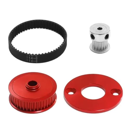 TT-02 Geräuscharmer Riemenantrieb 16T 40T Getriebezahnradsystem DIY-Modifizierungs-Upgradeteile for Tam-iya TT02 TT-02 1/10 RC-Auto(Rood) von eejinwen