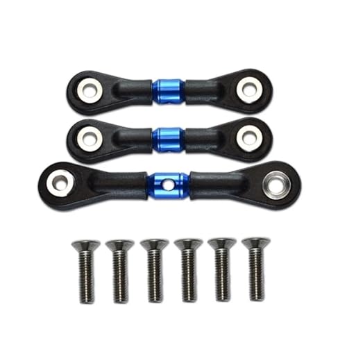 eejinwen 3 stücke Lenkung Link Stange Servo Stange for TA-Miya TT-02 TT-02T TT02 TT02T 1/10 RC Auto Upgrade Teile Zubehör(Blauw) von eejinwen