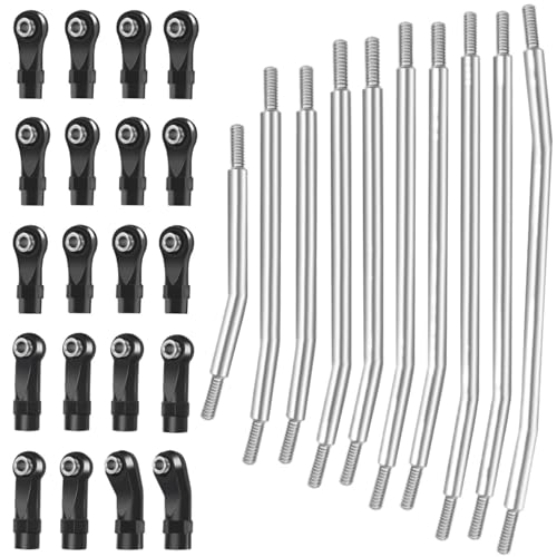 eejinwen 313 mm/324 mm Edelstahl-Verbindungssatz, Lenkstangensatz for Chassis, for 1/10 RC-Raupenauto for Ax-ial SCX10 SCX10 II 90046(313mm SCX10 II) von eejinwen