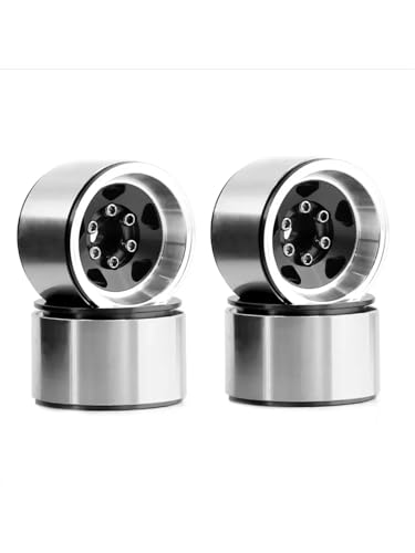 eejinwen 4 STÜCKE 1,0 Zoll Beadlock-Radnabenfelgen aus Aluminiumlegierung for RC Crawler Car Axial for SCX24 1/18 for TRX4M-Radteile, schwarz von eejinwen
