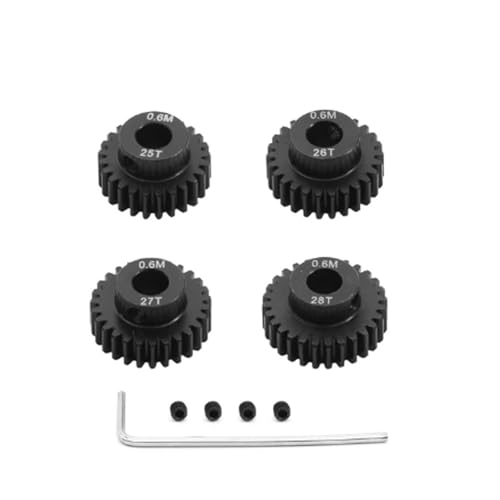eejinwen 4 stücke 0,6 M 5mm 17T 18T 20T 21T 23T 24T 25T 26T 27T 28T Ritzel Getriebe Moter Getriebe Set for HSP 1/10 RC Auto Upgrade Teile Zubehör(25T 26T 27T 28T) von eejinwen