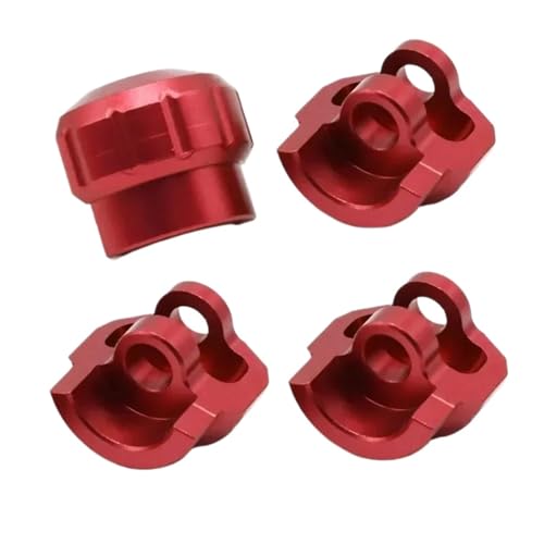 eejinwen 4PCS Aluminium Legierung Stoßdämpfer Kappe Absorber Protector for ARR-MA 1/7 1/8 RC Auto Upgrade Teile Zubehör(Rood) von eejinwen