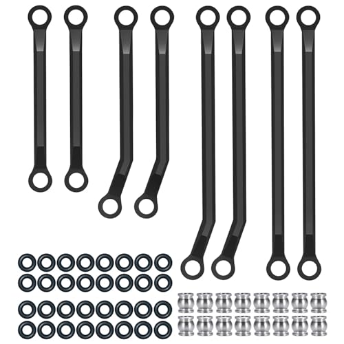 eejinwen 8 STÜCKE Edelstahl High Clearance Chassis Links Lenkgestänge for 1/18 RC Crawler Auto for TRX4-M K10 F150 Upgrade Teil(Zwart) von eejinwen