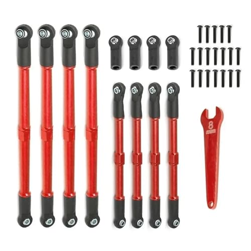 eejinwen 8 stücke Metall Push Rod Toe Links Spannschloss 5319X 5338R for 1/10 for Trxs for Sum-mit for Revo 3,3 RC Auto Upgrade Teile Zubehör D251(Rood) von eejinwen
