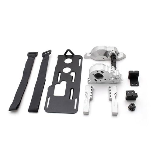 eejinwen CNC-Aluminium-Frontgetriebe und Front-Servohalterung und Batteriefach for RC-Crawler-Auto for Tra-xxas TRX4 TRX6(Silver) von eejinwen