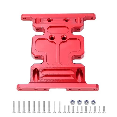 eejinwen Eloxiertes Aluminium-Unterfahrschutz-Getriebehalterungs-Getriebebasis for 1/10 RC Crawler for SCX10 90047 90022 90028 Upgrade-Teile(Rood) von eejinwen