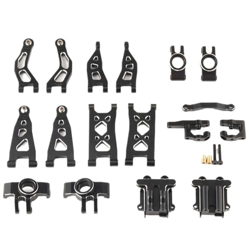 eejinwen Lenkbecher Getriebeabdeckung Aufhängung A-Arm Lenkgruppe Aluminium for ARR-ma 1/14 Mini for Mo-jave for Grom Upgrade-Spielzeug Autozubehör(Black Set) von eejinwen