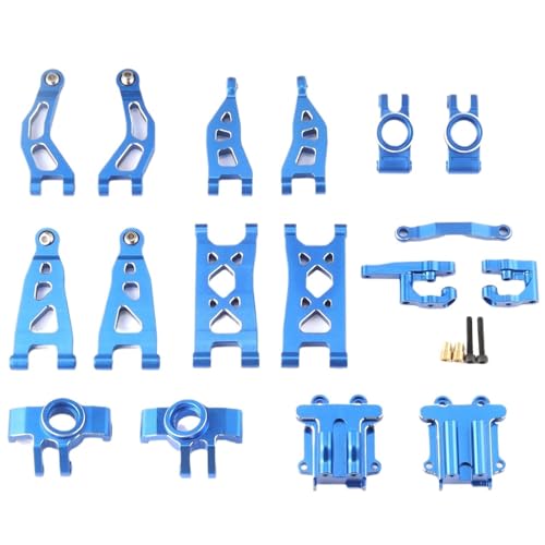 eejinwen Lenkbecher Getriebeabdeckung Aufhängung A-Arm Lenkgruppe Aluminium for ARR-ma 1/14 Mini for Mo-jave for Grom Upgrade-Spielzeug Autozubehör(Blue Set) von eejinwen