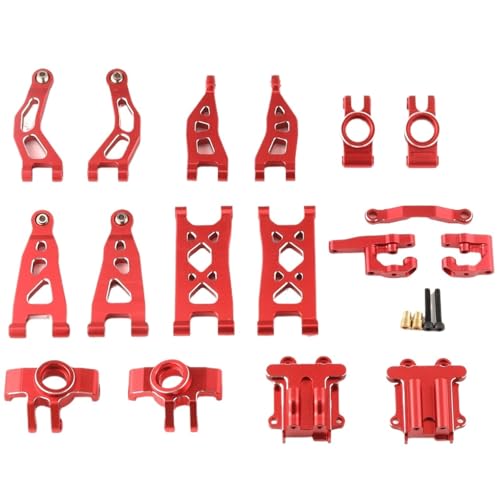 eejinwen Lenkbecher Getriebeabdeckung Aufhängung A-Arm Lenkgruppe Aluminium for ARR-ma 1/14 Mini for Mo-jave for Grom Upgrade-Spielzeug Autozubehör(Red Set) von eejinwen