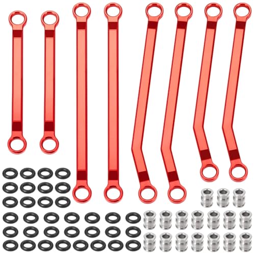 eejinwen Metall-Chassis-Links-Gestänge, High-Clearance-Chassis-Links-Set for 1/18 for Red-Cat for Asc-ent RC Crawler Car Upgrade-Teile(Rood) von eejinwen