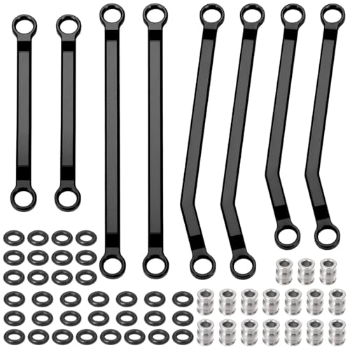 eejinwen Metall-Chassis-Links-Gestänge, High-Clearance-Chassis-Links-Set for 1/18 for Red-Cat for Asc-ent RC Crawler Car Upgrade-Teile(Zwart) von eejinwen