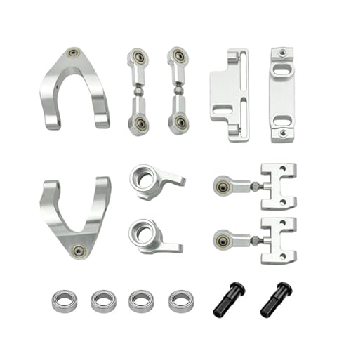 eejinwen Metall-Lenkbecher, oberer unterer Schwingensitz, Lenkschieber, Drehblock for WPL D12 D42 RC-Auto-Ersatzteil-Upgrade(Silver) von eejinwen