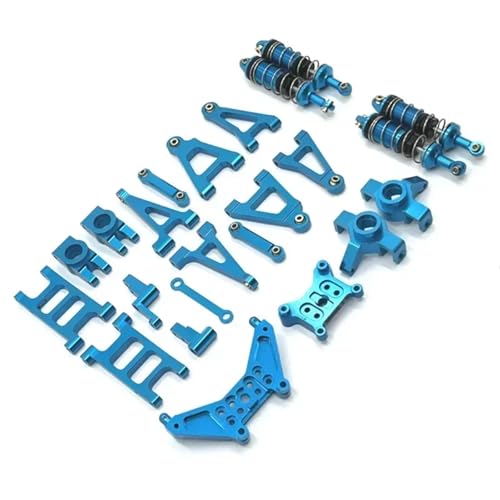 eejinwen Metall-Querlenker, Lenkbecher, Stoßdämpfer, Lenkung, Stoßdämpferturm for MJX 14301 02 14303 1/14 RC-Auto-Upgrade-Teile(Blauw) von eejinwen