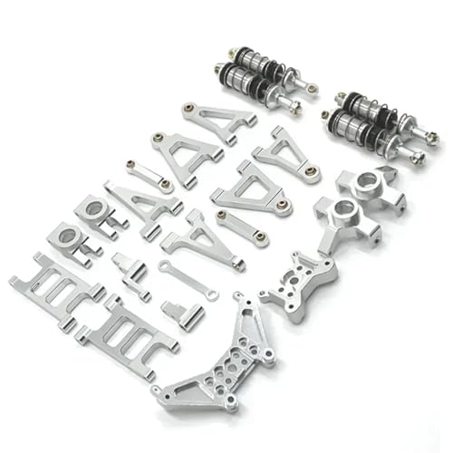 eejinwen Metall-Querlenker, Lenkbecher, Stoßdämpfer, Lenkung, Stoßdämpferturm for MJX 14301 02 14303 1/14 RC-Auto-Upgrade-Teile(Silver) von eejinwen