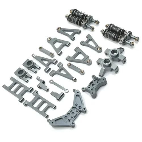 eejinwen Metall-Querlenker, Lenkbecher, Stoßdämpfer, Lenkung, Stoßdämpferturm for MJX 14301 02 14303 1/14 RC-Auto-Upgrade-Teile(Titanium Color) von eejinwen