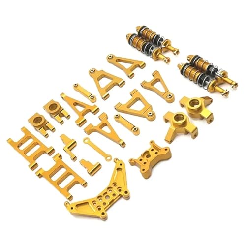 eejinwen Metall-Querlenker, Lenkbecher, Stoßdämpfer, Lenkung, Stoßdämpferturm for MJX 14301 02 14303 1/14 RC-Auto-Upgrade-Teile(Yellow) von eejinwen