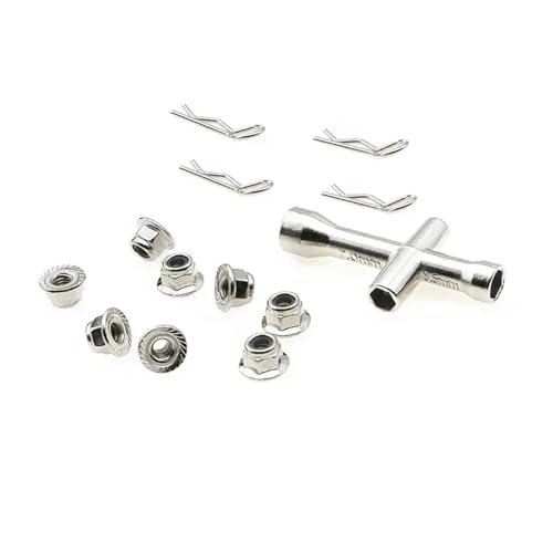 eejinwen RC Teil 8 STÜCKE Metall M4 Flansch Kontermuttern Anti-überspringen Hex Rad Adapter for 1/10 1/8 1/14 RC Auto LKW CrawlerHSP SCX10(Silver) von eejinwen