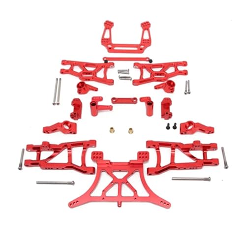 eejinwen Upgrade-Chassis-Arm aus Aluminiumlegierung, C-Sitz, Hinterachsschenkel-Teilesatz for 1/10 for Tra-xxas 2WD for Sl-ash for Rustler for Sta-mpede-Teile(Rood) von eejinwen