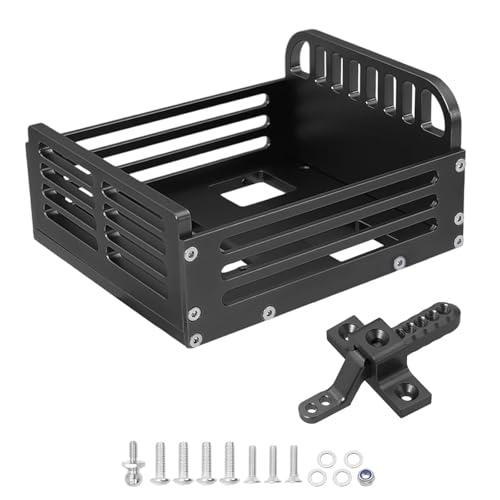 eejinwen for FCX24 Abnehmbarer Heckkübelwagenanhänger aus Metall mit Anhängerkupplung for 1/24 RC Craweler for FMS for FCX-24 for PO-WER for WA-GON for Xiao-qi-Teile(Zwart) von eejinwen