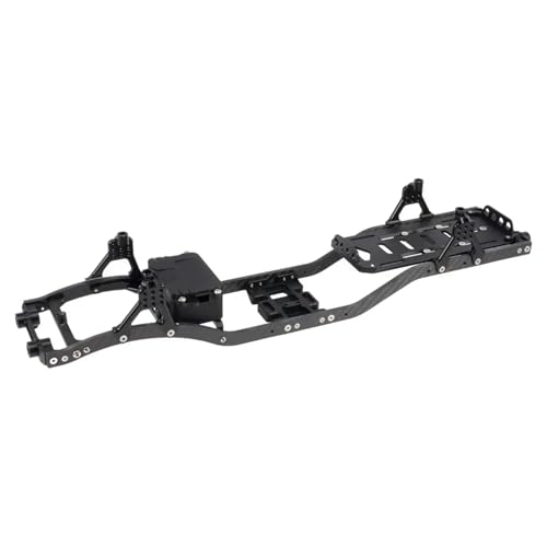 eejinwen for SCX10 Chassis Set for 1/10 RC Crawler mit Carbon Fiber Schienen Metall Brace Skid Platte Einstellbare Shock Mount Radio Box Batterie Fach(Black Set) von eejinwen
