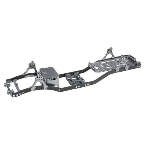 eejinwen for SCX10 Chassis Set for 1/10 RC Crawler mit Carbon Fiber Schienen Metall Brace Skid Platte Einstellbare Shock Mount Radio Box Batterie Fach(Gray Set) von eejinwen