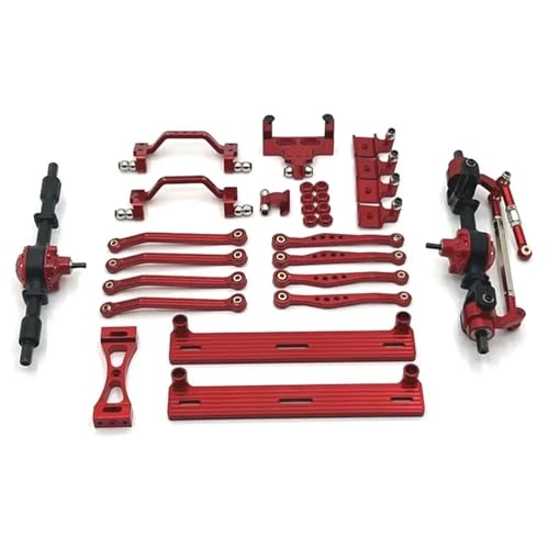 eejinwen for WPL C64 C64-1 Metall Vorder- und Hinterachse Chassis Link Rod Zugstange Mount Side Pedal Shock Mount Set 1/16 RC Auto Upgrade Teile(Rood) von eejinwen