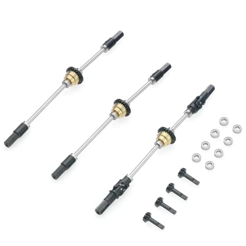 for WPL C14 C24 C34 B14 B24 B16 D12 Metalldifferential Vorne Mitte Hinten Achse Stahlgetriebe Antriebswelle 1/16 RC Auto Upgrade Teile(Six Wheel Drive) von eejinwen