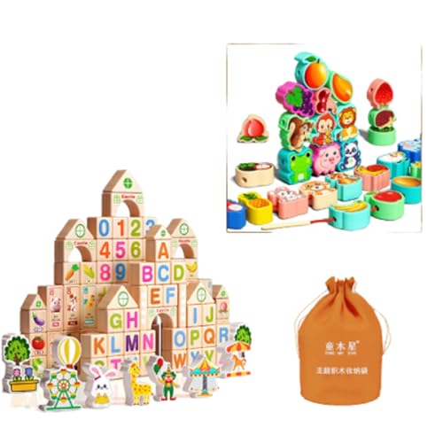 eexuujkl Babyspielzeug für 1 Jahr, Holzklötze für kreatives Spielen, Spielzeug ab 6 Monate, Babyspielzeug 1 Jahr, Spielzeug ab 1 Jahr , bunt , 100+42Spielzeugbausteine eexuujkl Babyspielzeug für 1 Jahr, Holzklötze für kreatives Spielen, Spielzeug ab 6 Monate, Babyspielzeug 1 Jahr, Spielzeug ab 1 Jahr , bunt , 100+42Spielzeugbausteine von eexuujkl
