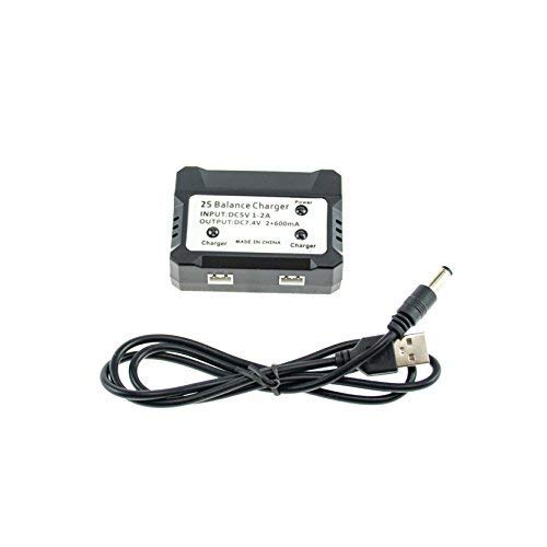 efaso 7,4V Doppelladegerät mit USB-Kabel - Ladegerät mit Balancer für Zwei Akkus - Passend für Verschiedene RC Modelle - z.B. X101, X600, F45, F49, WLToys 12428, A959 von efaso