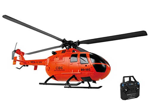 efaso C186 RC Helikopter BO-105 Hubschrauber rot ferngesteuert Flybarless Sechs-Achsen Gyroscope - Autostart-Landung 4-Kanal RC Hubschrauber RTF 2,4GHz von efaso