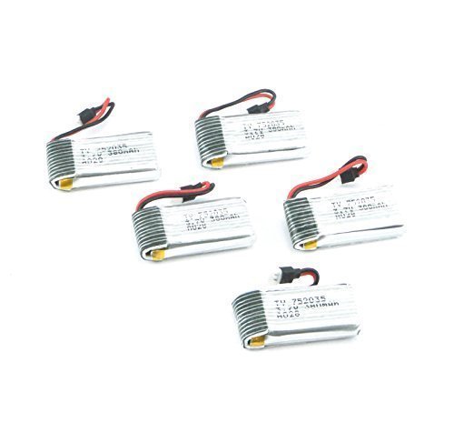 efaso Ersatzteil Hubsan x4 H107C - A24-5 x Akku 3,7V, 380 mAh - Auch passend für Amewi Sky Shadow, Rayline 310B, Hubsan H107, H107D, Quadcopter 392, MJX F47 efaso Ersatzteil Hubsan x4 H107C - A24-5 x Akku 3,7V, 380 mAh - Auch passend für Amewi Sky Shadow, Rayline 310B, Hubsan H107, H107D, Quadcopter 392, MJX F47 von efaso