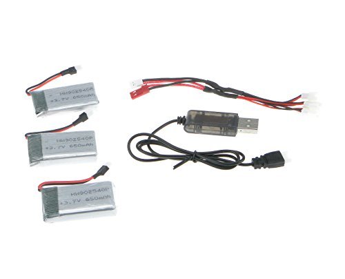 efaso Ersatzteil Quadcopter Syma X5 / X5C - 11-3 x Power-Akku + Mehrfachladekabel + USB-Ladekabel von efaso