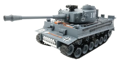 efaso Ferngesteuerter Panzer German Tiger I 1:18 - RC Panzer mit Schussfunktion, drehbarer Turm, Sound&Licht - Panzer Modell/Panzer ferngesteuert (German Tiger I - mit Zusatzakku) von efaso