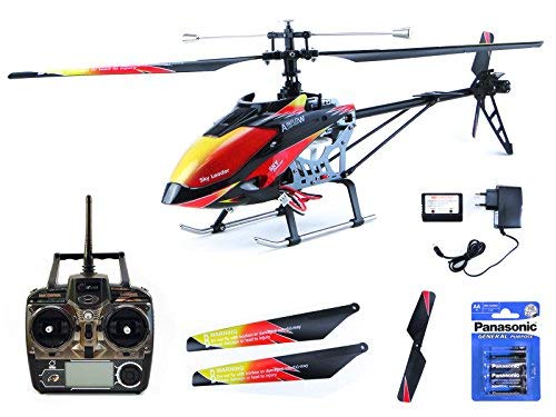 efaso Helikopter WLToys V913 – 2,4 GHz, 4-Kanal Single Blade Hubschrauber mit LCD Display an der Fernsteuerung, Alu-Chassis und hoher Windresistenz inkl. Batterien für Fernsteuerung von efaso