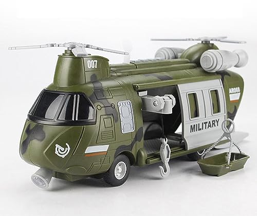 efaso Hubschrauber Spielzeug Kinder geeignet mit Drehpropeller - Flugzeug Spielzeug 26cm groß mit Licht und Sound - Helikopter Kinderspielzeug mit beweglicher Seilwinde und Trage von efaso