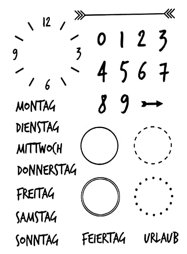 Clear Stamps "Wochentage & Zahlen", 26-teilig von efco