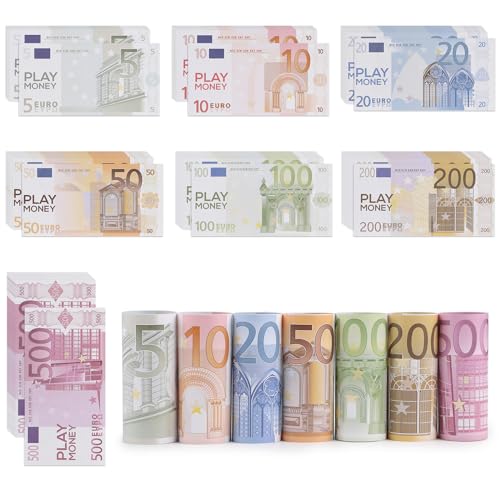 efuturetime 175 x Prop Money Euro Copy Money, Spielgeld Euro Scheine, Falschgeld Euro Fake Geld Fake Money, Nicht Originalgröße Rechengeld für Grundschule, Kaufladen Zubehör, Party von efuturetime