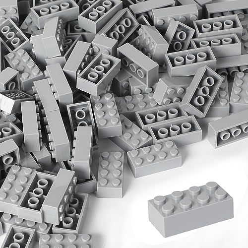 ekuzi Bausteine 121 Stück 2x4 Hellgrau, Klassische Bausteinsteine Kompatibel mit Lego Classic, STEM Kreative Baustein Spielzeug für Kinder von ekuzi