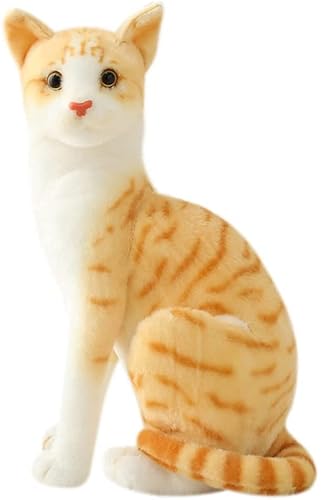 elemhome Plüschtier, Stofftiere, Katze, getigert, Stofftier, Plüsch, realistisch, lebensecht, kleine Katzen, niedliches Plüschspielzeug für Kinder, Haustier, Orange Cat 35 Cm von elemhome