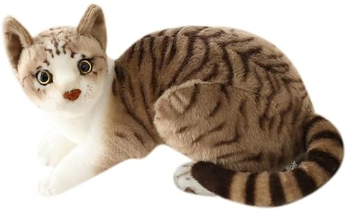 elemhome Plush Toys Soft Toys Stofftiere Katze getigertes Stofftier Plüsch Realistisches Leben wie kleine Katzen Niedliches Plüschspielzeug für Kinder Haustier von elemhome