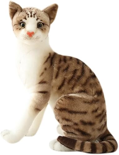 elemhome Plush Toys Soft Toys Stofftiere Katze getigertes Stofftier Plüsch Realistisches Leben wie kleine Katzen Niedliches Plüschspielzeug für Kinder Haustier von elemhome